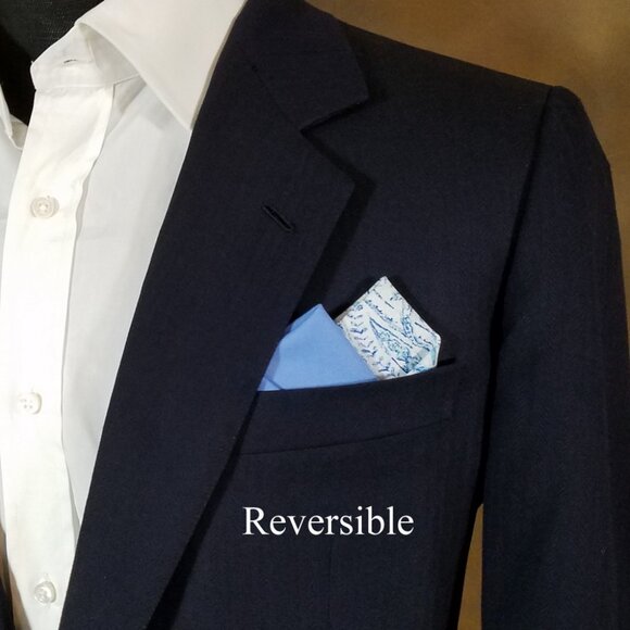 NEW - Contrasting Color 100% Cotton Pre-Folded Pocket Square Handkerchief Insert - Picture 7 of 8